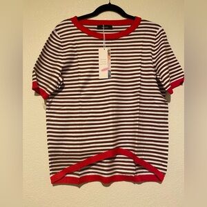 Dokotoo Striped Red and Brown Men's Tank Top Size S